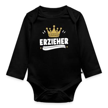 Erzieher-Mann Held Kita Dankeschön Tasse Shirt - Baby Bio-Langarm-Body - Schwarz - Vorne