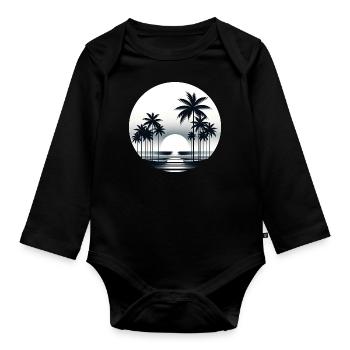 Serene Tropics Dusk - Organic Longsleeve Baby Bodysuit - black - Front