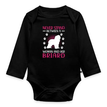 Briard Berger de Brie wife and her Briard - Organic Longsleeve Baby Bodysuit - black - Front
