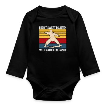 Art du Tai Chi pour les grands-pères, art martial Tai Chi - Body Bébé bio manches longues - noir - Devant