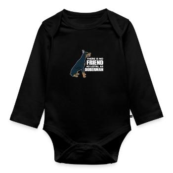 Doberman Dog Dogs Pet Gift - Organic Longsleeve Baby Bodysuit - black - Front