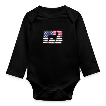 Doberman Dog Dogs Pet Gift - Organic Longsleeve Baby Bodysuit - black - Front
