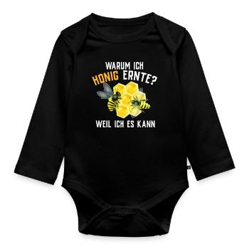 Beekeeper Tshirt Honey Bee Beekeeping Beekeeper - Organic Longsleeve Baby Bodysuit - black - Front