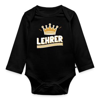 Lehrermann Grundschule Tasse Dankeschön Abschied - Baby Bio-Langarm-Body - Schwarz - Vorne