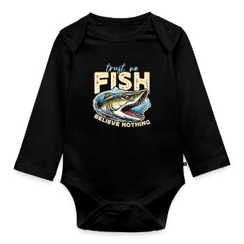 Musky Fishing Trust No Fish Believe Fishing Lover - Organic Longsleeve Baby Bodysuit - black - Front