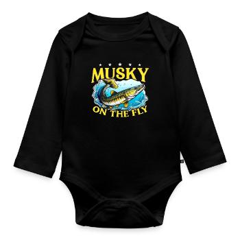 Musky Fishing Musky On The Fly Predatory Fish - Baby Bio-Langarm-Body - Schwarz - Vorne