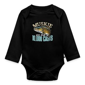 Musky Fishing Muskie Are Fish Of Predatory Fish - Baby Bio-Langarm-Body - Schwarz - Vorne