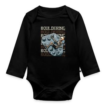 Bouldern Escalade de bloc - Body Bébé bio manches longues - noir - Devant