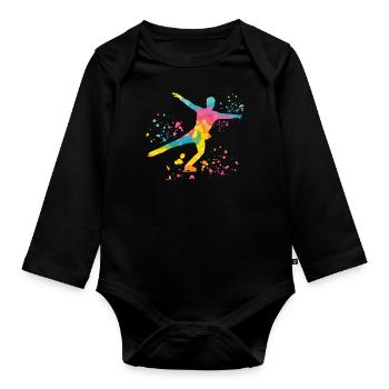 Eiskunstläufer Schlittschuhlaufen Eiskunstlauf - Baby Bio-Langarm-Body - Schwarz - Vorne