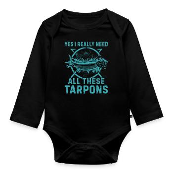 Tarpon Fishing Fishing Fisherman Anglers - Baby Bio-Langarm-Body - Schwarz - Vorne