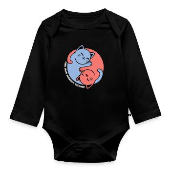 Find your purrfect balance - Organic Longsleeve Baby Bodysuit - black - Front