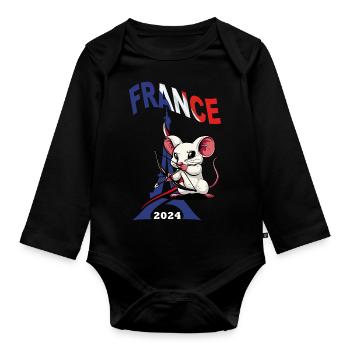 JEUX FRANCE A PARIS EN 2024 - HUMOUR RAT ARC - Body Bébé bio manches longues - noir - Devant