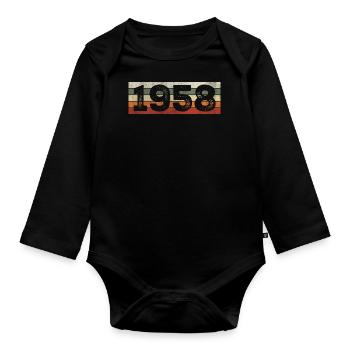Millésime 1958 Cadeau D’anniversaire Rétro 1958 - Body Bébé bio manches longues - noir - Devant