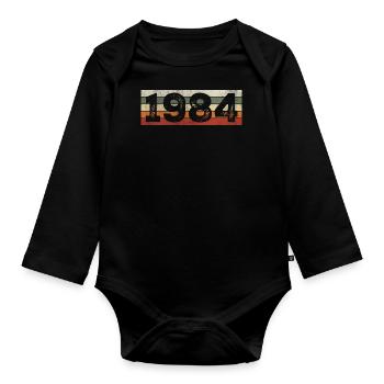 Jahrgang 1984 Retro 1984 Geburtstagsgeschenk - Baby Bio-Langarm-Body - Schwarz - Vorne