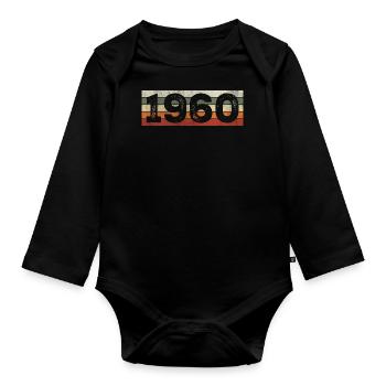 Millésime 1960 Cadeau D’anniversaire Rétro 1960 - Body Bébé bio manches longues - noir - Devant