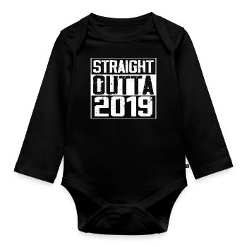 Straight Outta 2019 Cadeau Anniversaire 2019 Retro - Body Bébé bio manches longues - noir - Devant