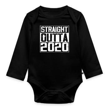 Straight Outta 2020 Cadeau Anniversaire 2020 Retro - Body Bébé bio manches longues - noir - Devant
