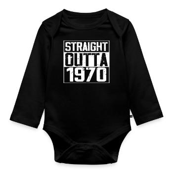 Straight Outta 1970 Cadeau Anniversaire 1970 Retro - Body Bébé bio manches longues - noir - Devant