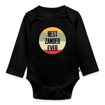 Le meilleur sandre de tous les temps - Body Bébé bio manches longues - noir - Devant