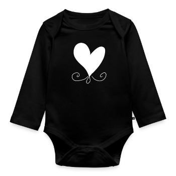 Heart Pattern Icon - Organic Longsleeve Baby Bodysuit - black - Front