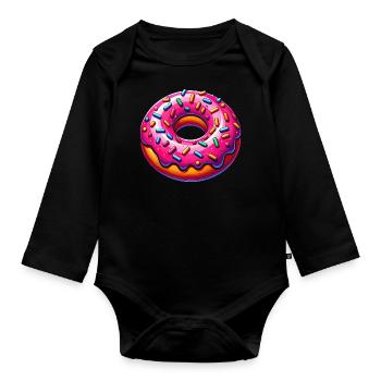 Vibrant Donut Delight - Organic Longsleeve Baby Bodysuit - black - Front