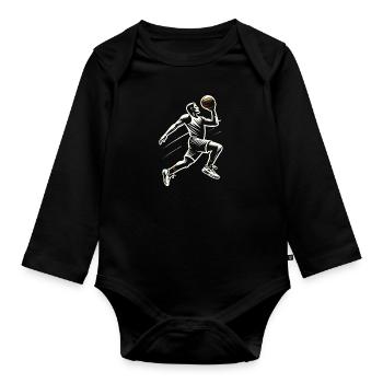Dynamischer Basketballspieler - Baby Bio-Langarm-Body - Schwarz - Vorne