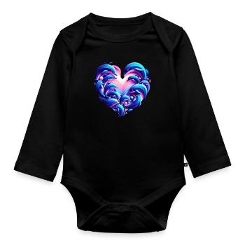 Fusion de coeur d’amour de dauphin - Body Bébé bio manches longues - noir - Devant