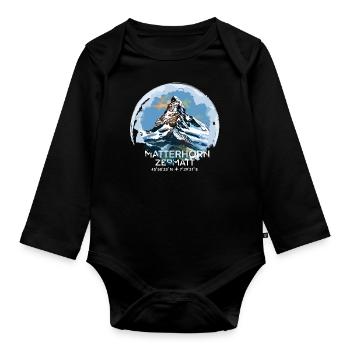 Matterhorn Zermatt Valais Hiking Switzerland Souvenir - Organic Longsleeve Baby Bodysuit - black - Front