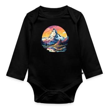 Matterhorn Hiking Zermatt Souvenir - Body Bébé bio manches longues - noir - Devant