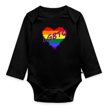 LGBTQ, CSD, Love is Love - Baby Bio-Langarm-Body - Schwarz - Vorne