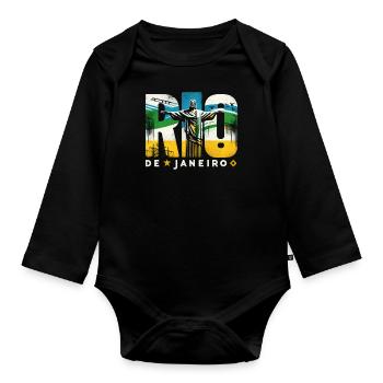 Rio de Janeiro, Brésil - Body Bébé bio manches longues - noir - Devant