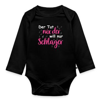 Schlager Tshirt Women's Schlager Party Costume Party - Organic Longsleeve Baby Bodysuit - black - Front