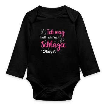 Schlager Tshirt Women's Schlager Party Costume Party - Organic Longsleeve Baby Bodysuit - black - Front