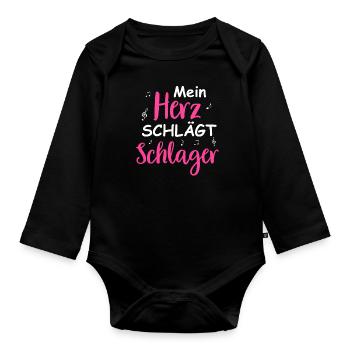 Schlager Tshirt Women's Schlager Party Costume Party - Organic Longsleeve Baby Bodysuit - black - Front