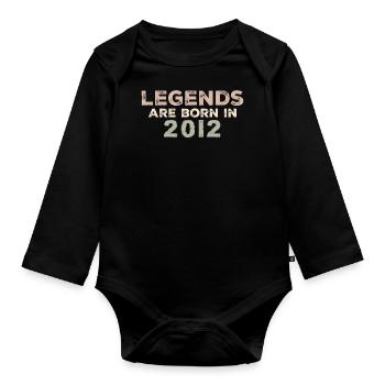 Legenden 2012 Jahrgang Retro Geburtstag Original - Baby Bio-Langarm-Body - Schwarz - Vorne