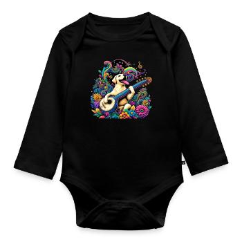 Labrador String Magic - Organic Longsleeve Baby Bodysuit - black - Front