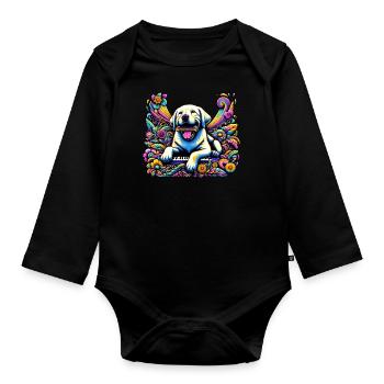 Labrador Harmonica Symphony - Organic Longsleeve Baby Bodysuit - black - Front