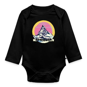 Souvenir souvenir de la montagne du Cervin de Zermatt - Body Bébé bio manches longues - noir - Devant