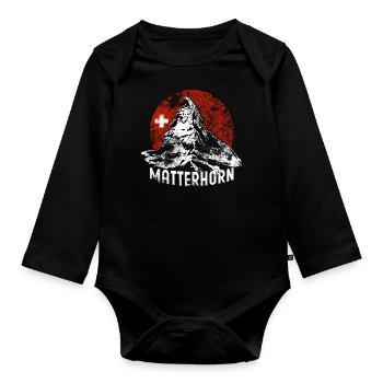 Matterhorn Zermatt Hiking Mountain Climbing Souvenir - Organic Longsleeve Baby Bodysuit - black - Front