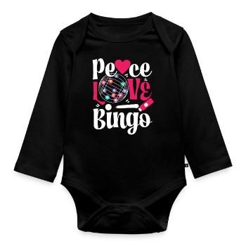 Bingo Player Girl Peace Love Bingo - Organic Longsleeve Baby Bodysuit - black - Front