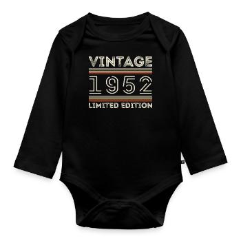 Vintage 1952 - Year 1952 Birthday Gift 1952 - Organic Longsleeve Baby Bodysuit - black - Front