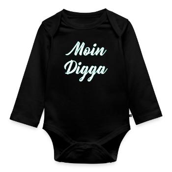 Moin Digga - Baby Bio-Langarm-Body - Schwarz - Vorne