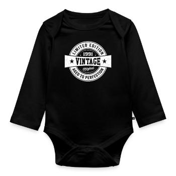 Rétro 1991 Anniversaire 1991 Cadeau 1991 Vintage - Body Bébé bio manches longues - noir - Devant