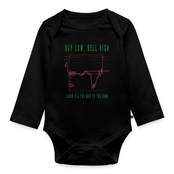 buy low sell high trading spruch - Baby Bio-Langarm-Body - Schwarz - Vorne