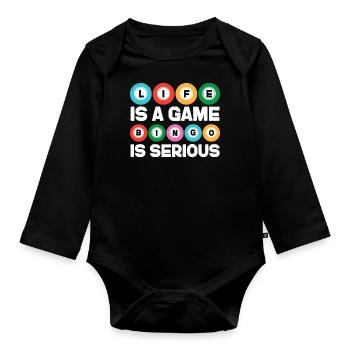 La vie d’un joueur de bingo est un jeu de bingo - Body Bébé bio manches longues - noir - Devant
