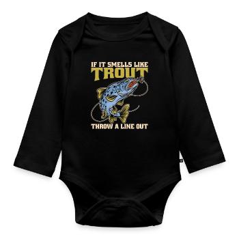 Pêche à la truite si ça sent la truite Pêche sportive - Body Bébé bio manches longues - noir - Devant