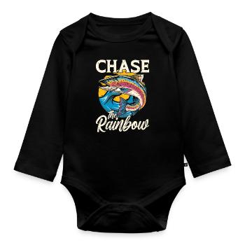 Trout Fishing Chase The Rainbow Fishing Tournament - Organic Longsleeve Baby Bodysuit - black - Front