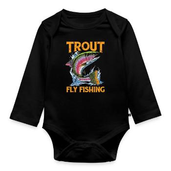 La pêche à la mouche à la truite aime la pêche sportive - Body Bébé bio manches longues - noir - Devant