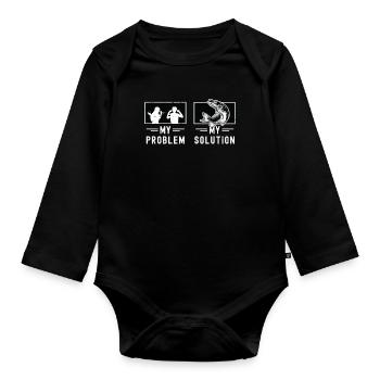 Pêcheur de maskinongé Mon problème Mon pictogramme Papa Maman - Body Bébé bio manches longues - noir - Devant