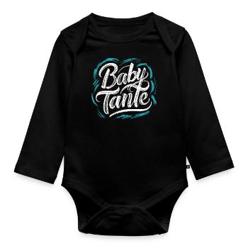 Baby Tante Liebe Nichte Neffe Überraschung - Baby Bio-Langarm-Body - Schwarz - Vorne